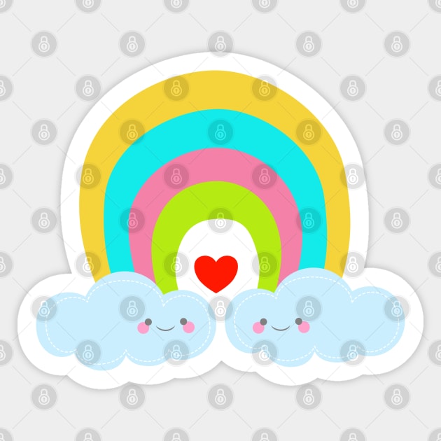 Cute Rainbow and Clouds in love Sticker by KireiDesign